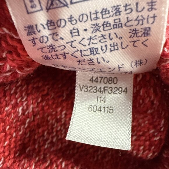 Lands' End Drifter Sweater Cable Cross Hatch Knit Womens Large 14-16 Red & White - Picture 6 of 9